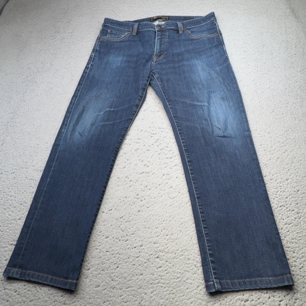 34 Heritage Jeans Mens 35x27 Blue Charisma Relaxed Straight Leg Stretch Denim